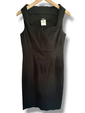 VTG D&G Dolce & Gabbana Black Italian Cotton Stretch Sheath Cocktail Dress IT 44
